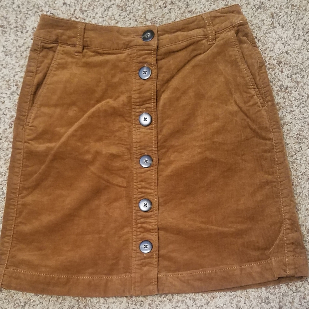 Cabi Brown Button-Front Corduroy Skirt Size 4